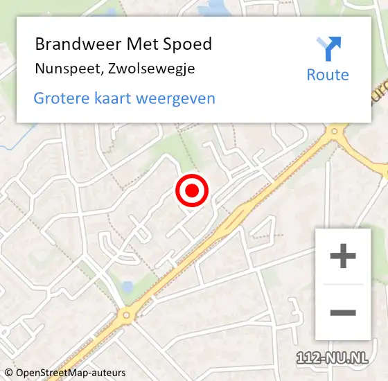 Locatie op kaart van de 112 melding: Brandweer Met Spoed Naar Nunspeet, Zwolsewegje op 29 juli 2015 20:19