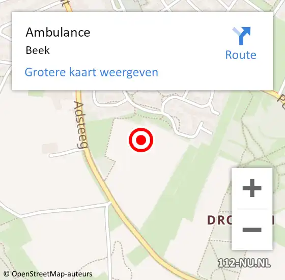 Locatie op kaart van de 112 melding: Ambulance Beek op 29 juli 2015 20:20