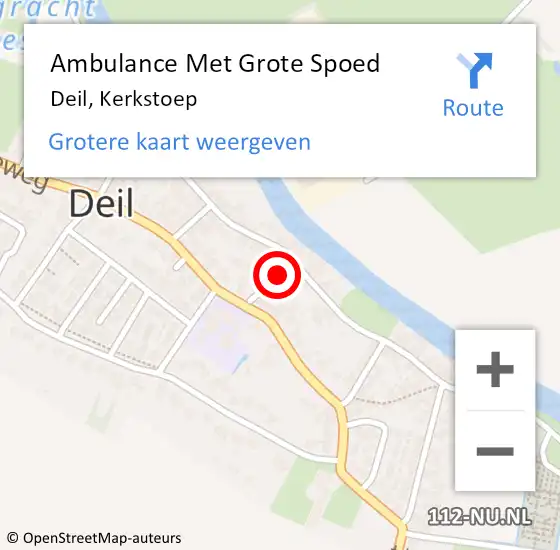 Locatie op kaart van de 112 melding: Ambulance Met Grote Spoed Naar Deil, Kerkstoep op 29 juli 2015 20:47