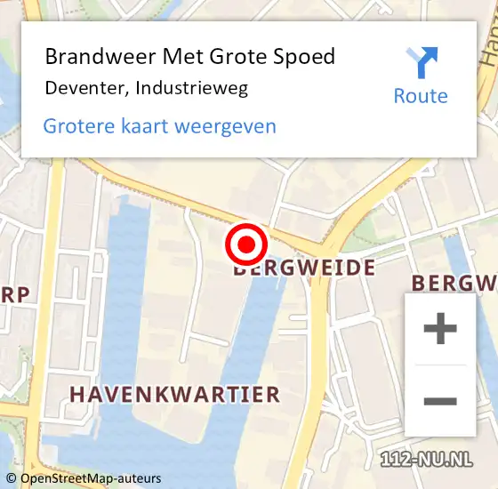 Locatie op kaart van de 112 melding: Brandweer Met Grote Spoed Naar Deventer, Industrieweg op 29 juli 2015 20:54