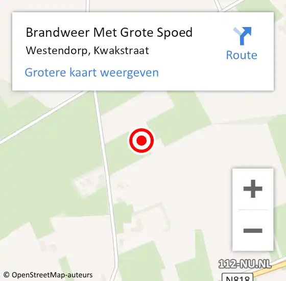 Locatie op kaart van de 112 melding: Brandweer Met Grote Spoed Naar Westendorp, Kwakstraat op 29 juli 2015 21:32