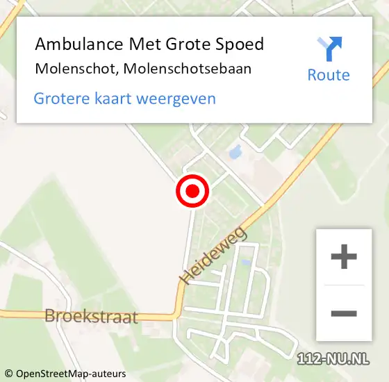 Locatie op kaart van de 112 melding: Ambulance Met Grote Spoed Naar Molenschot, Molenschotsebaan op 29 juli 2015 21:34
