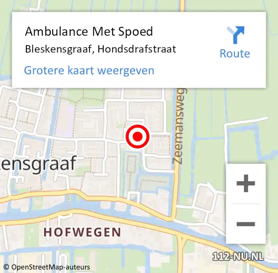 Locatie op kaart van de 112 melding: Ambulance Met Spoed Naar Bleskensgraaf, Hondsdrafstraat op 15 november 2013 16:59