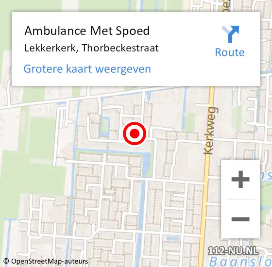 Locatie op kaart van de 112 melding: Ambulance Met Spoed Naar Lekkerkerk, Thorbeckestraat op 29 juli 2015 23:34