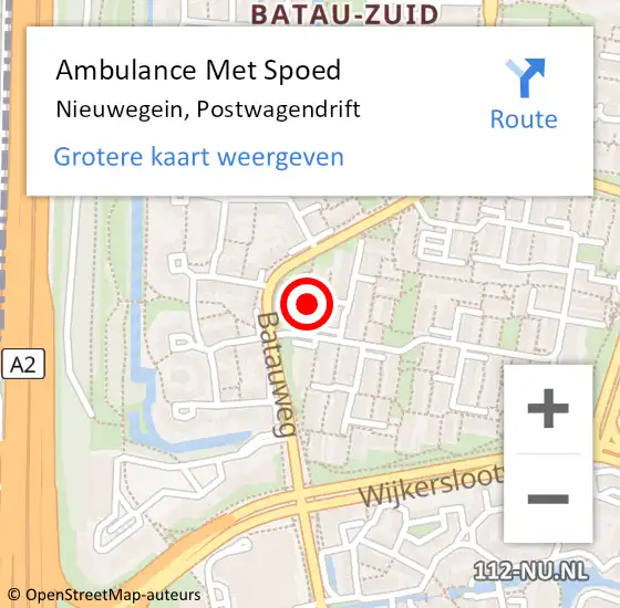 Locatie op kaart van de 112 melding: Ambulance Met Spoed Naar Nieuwegein, Postwagendrift op 30 juli 2015 00:48