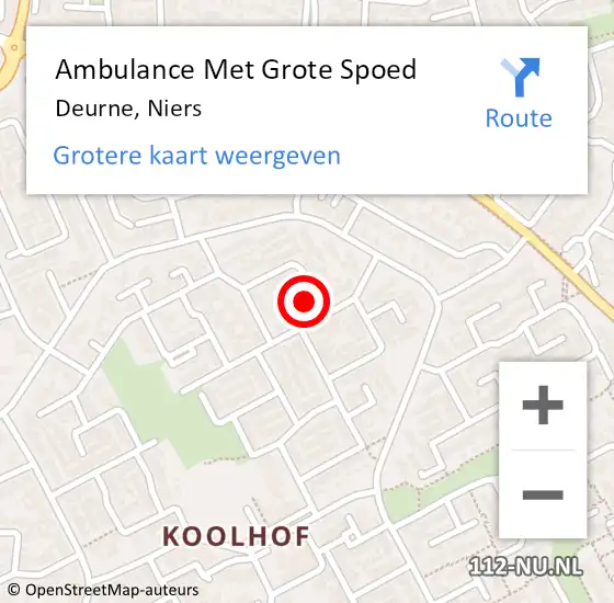 Locatie op kaart van de 112 melding: Ambulance Met Grote Spoed Naar Deurne, Niers op 30 juli 2015 02:12