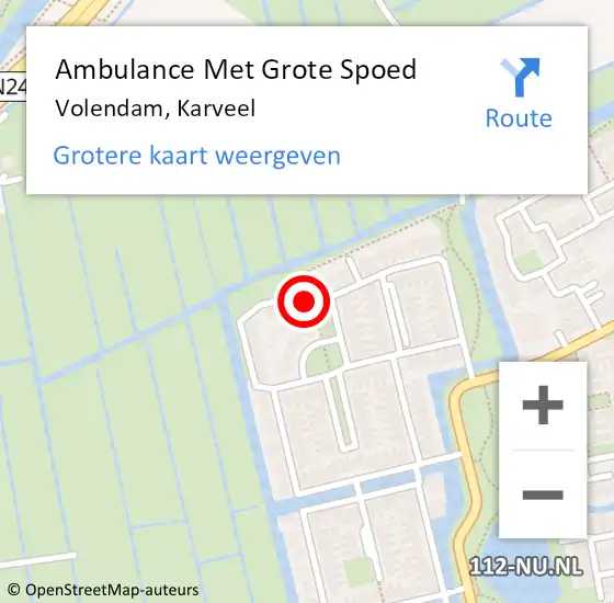 Locatie op kaart van de 112 melding: Ambulance Met Grote Spoed Naar Volendam, Karveel op 30 juli 2015 03:35