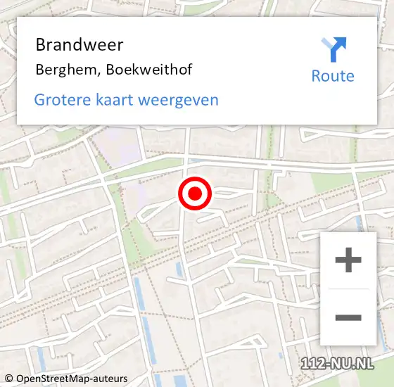 Locatie op kaart van de 112 melding: Brandweer Berghem, Boekweithof op 30 juli 2015 03:37