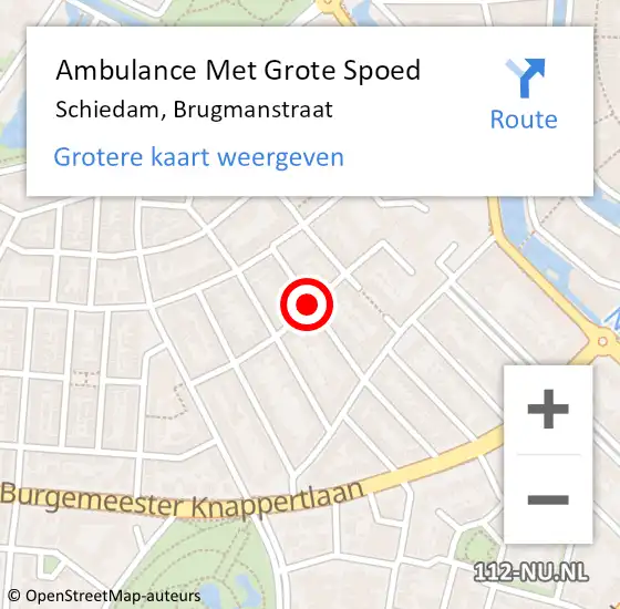 Locatie op kaart van de 112 melding: Ambulance Met Grote Spoed Naar Schiedam, Brugmanstraat op 30 juli 2015 04:06