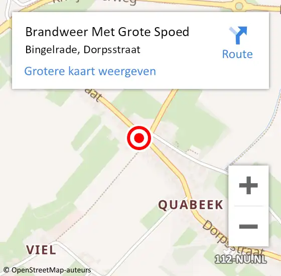 Locatie op kaart van de 112 melding: Brandweer Met Grote Spoed Naar Bingelrade, Dorpsstraat op 30 juli 2015 07:45