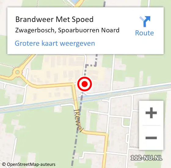 Locatie op kaart van de 112 melding: Brandweer Met Spoed Naar Zwagerbosch, Spoarbuorren Noard op 30 juli 2015 09:57