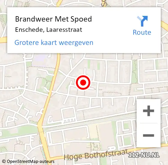 Locatie op kaart van de 112 melding: Brandweer Met Spoed Naar Enschede, Laaresstraat op 30 juli 2015 09:58