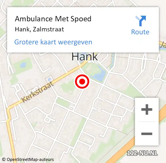 Locatie op kaart van de 112 melding: Ambulance Met Spoed Naar Hank, Zalmstraat op 30 juli 2015 09:58