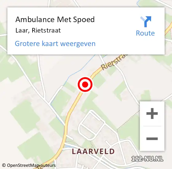 Locatie op kaart van de 112 melding: Ambulance Met Spoed Naar Laar, Rietstraat op 15 november 2013 17:36