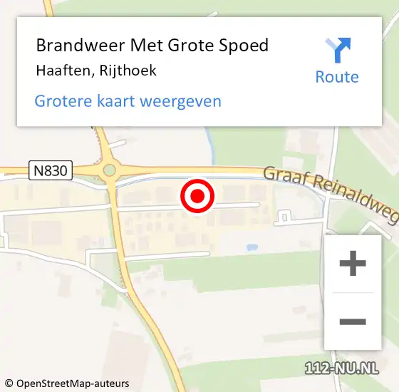 Locatie op kaart van de 112 melding: Brandweer Met Grote Spoed Naar Haaften, Rijthoek op 30 juli 2015 11:17