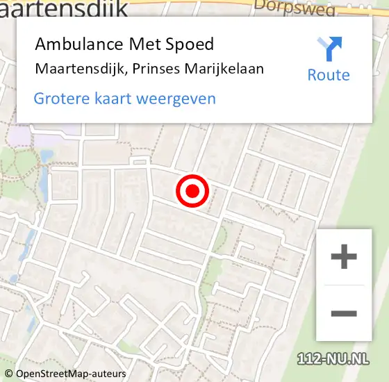 Locatie op kaart van de 112 melding: Ambulance Met Spoed Naar Maartensdijk, Prinses Marijkelaan op 30 juli 2015 11:39