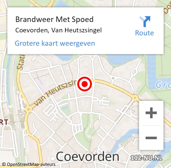 Locatie op kaart van de 112 melding: Brandweer Met Spoed Naar Coevorden, Van Heutszsingel op 30 juli 2015 11:58