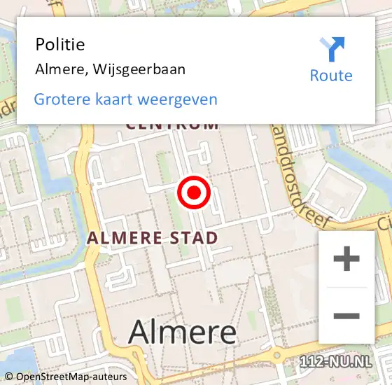 Locatie op kaart van de 112 melding: Politie Almere, Wijsgeerbaan op 30 juli 2015 11:59