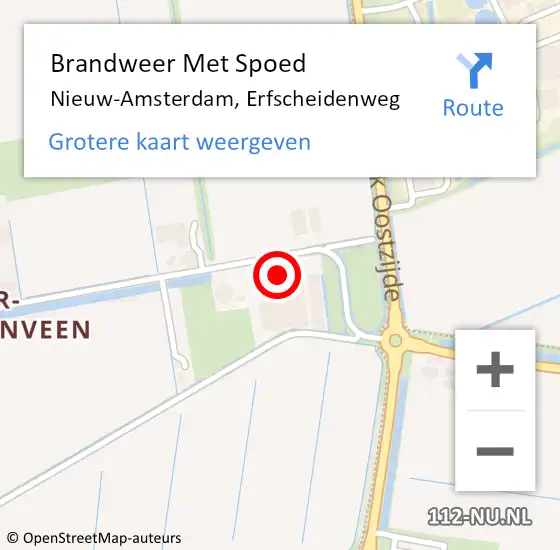 Locatie op kaart van de 112 melding: Brandweer Met Spoed Naar Nieuw-Amsterdam, Erfscheidenweg op 30 juli 2015 11:59