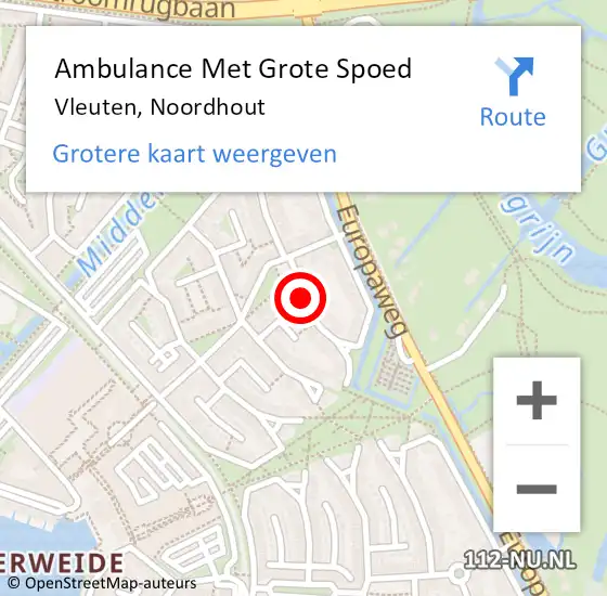 Locatie op kaart van de 112 melding: Ambulance Met Grote Spoed Naar Vleuten, Noordhout op 30 juli 2015 12:10