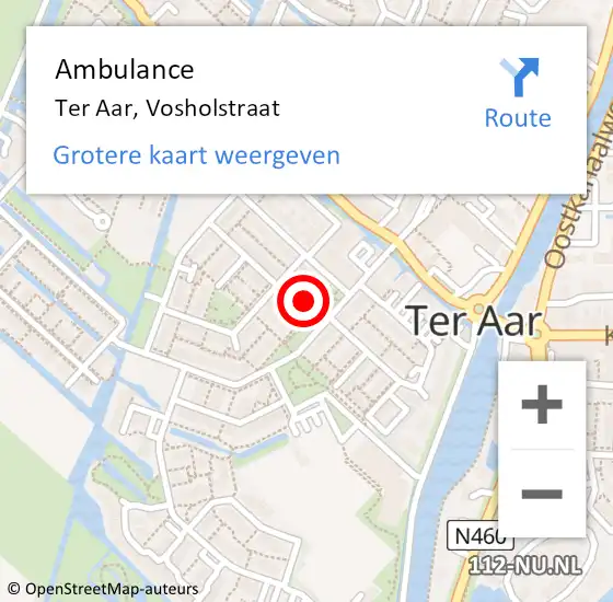 Locatie op kaart van de 112 melding: Ambulance Ter Aar, Vosholstraat op 30 juli 2015 13:36