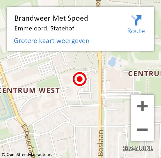 Locatie op kaart van de 112 melding: Brandweer Met Spoed Naar Emmeloord, Statehof op 30 juli 2015 13:43