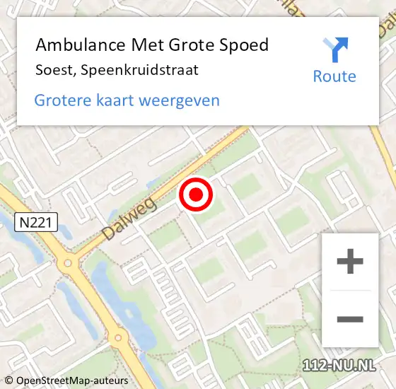 Locatie op kaart van de 112 melding: Ambulance Met Grote Spoed Naar Soest, Speenkruidstraat op 30 juli 2015 14:24