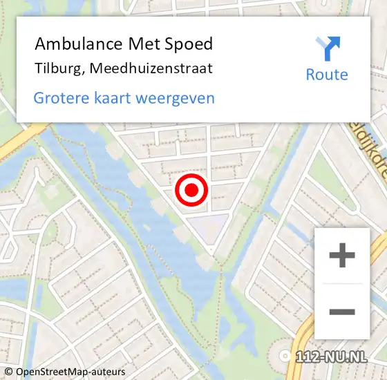 Locatie op kaart van de 112 melding: Ambulance Met Spoed Naar Tilburg, Meedhuizenstraat op 30 juli 2015 14:35