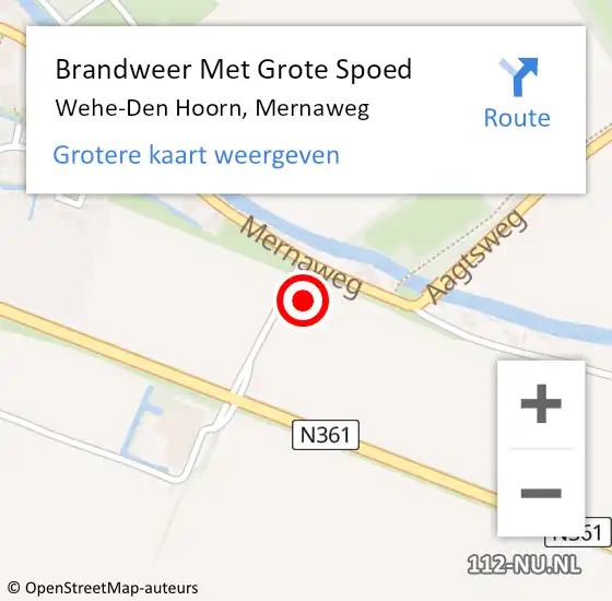 Locatie op kaart van de 112 melding: Brandweer Met Grote Spoed Naar Wehe-Den Hoorn, Mernaweg op 30 juli 2015 14:37