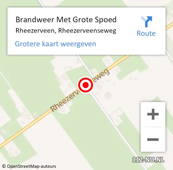 Locatie op kaart van de 112 melding: Brandweer Met Grote Spoed Naar Rheezerveen, Rheezerveenseweg op 30 juli 2015 16:07