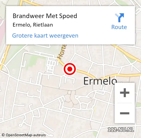 Locatie op kaart van de 112 melding: Brandweer Met Spoed Naar Ermelo, Rietlaan op 30 juli 2015 16:12