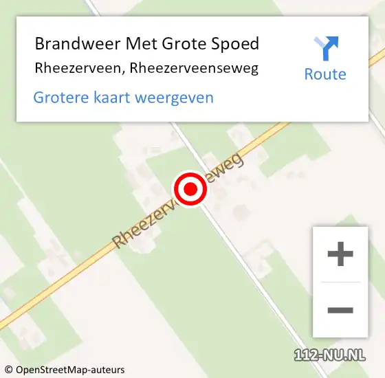 Locatie op kaart van de 112 melding: Brandweer Met Grote Spoed Naar Rheezerveen, Rheezerveenseweg op 30 juli 2015 16:14