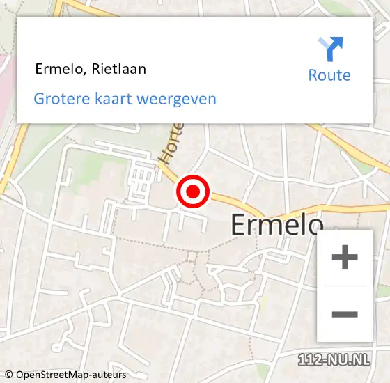 Locatie op kaart van de 112 melding:  Ermelo, Rietlaan op 30 juli 2015 16:20