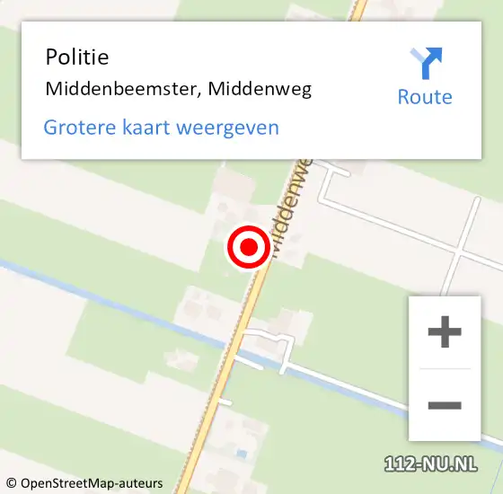 Locatie op kaart van de 112 melding: Politie Middenbeemster, Middenweg op 30 juli 2015 16:45