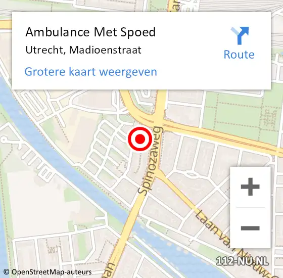 Locatie op kaart van de 112 melding: Ambulance Met Spoed Naar Utrecht, Madioenstraat op 30 juli 2015 17:01