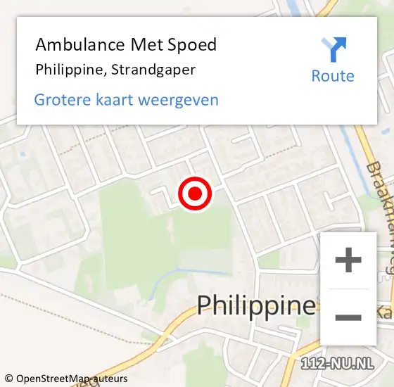 Locatie op kaart van de 112 melding: Ambulance Met Spoed Naar Philippine, Strandgaper op 30 juli 2015 17:58