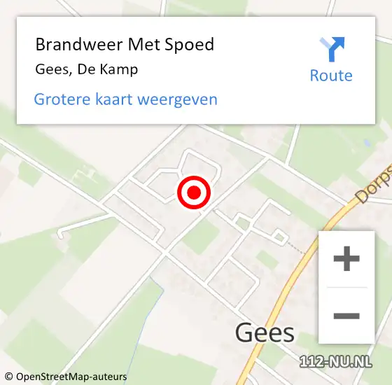 Locatie op kaart van de 112 melding: Brandweer Met Spoed Naar Gees, De Kamp op 30 juli 2015 18:02