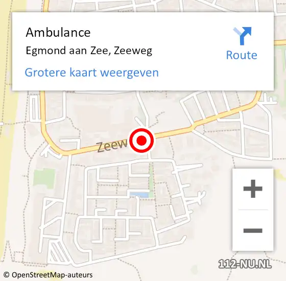 Locatie op kaart van de 112 melding: Ambulance Egmond aan Zee, Zeeweg op 30 juli 2015 18:42