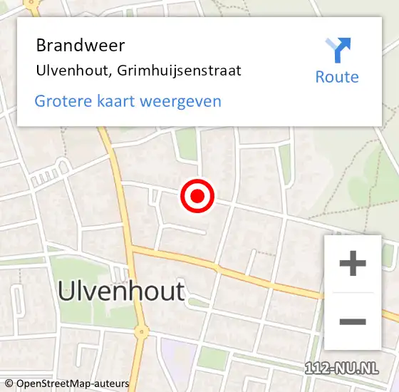 Locatie op kaart van de 112 melding: Brandweer Ulvenhout, Grimhuijsenstraat op 30 juli 2015 19:43