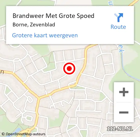 Locatie op kaart van de 112 melding: Brandweer Met Grote Spoed Naar Borne, Zevenblad op 30 juli 2015 19:50