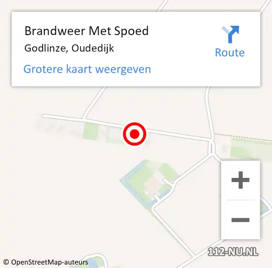 Locatie op kaart van de 112 melding: Brandweer Met Spoed Naar Godlinze, Oudedijk op 15 november 2013 18:27