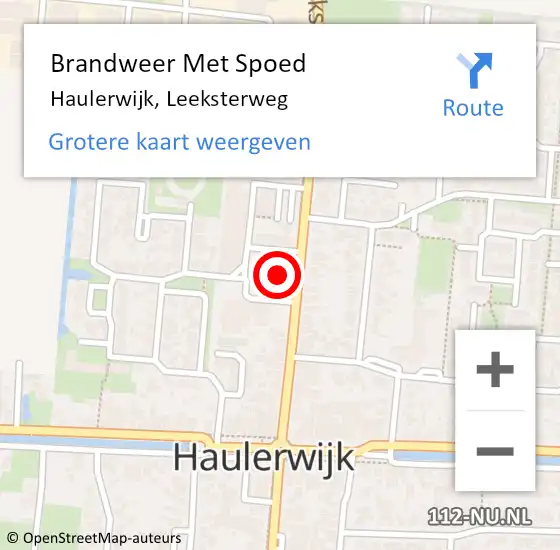 Locatie op kaart van de 112 melding: Brandweer Met Spoed Naar Haulerwijk, Leeksterweg op 30 juli 2015 22:22