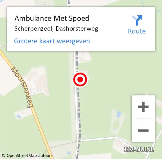 Locatie op kaart van de 112 melding: Ambulance Met Spoed Naar Scherpenzeel, Dashorsterweg op 30 juli 2015 23:07