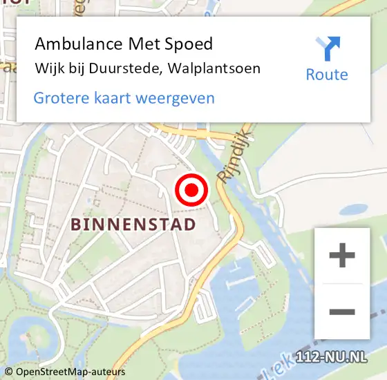 Locatie op kaart van de 112 melding: Ambulance Met Spoed Naar Wijk bij Duurstede, Walplantsoen op 30 juli 2015 23:56