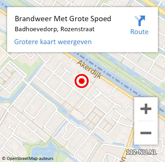 Locatie op kaart van de 112 melding: Brandweer Met Grote Spoed Naar Badhoevedorp, Rozenstraat op 31 juli 2015 01:28