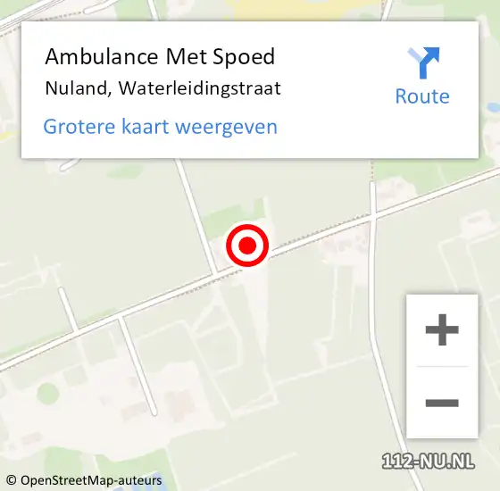 Locatie op kaart van de 112 melding: Ambulance Met Spoed Naar Nuland, Waterleidingstraat op 31 juli 2015 01:49