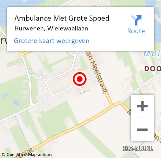 Locatie op kaart van de 112 melding: Ambulance Met Grote Spoed Naar Hurwenen, Wielewaallaan op 31 juli 2015 03:59