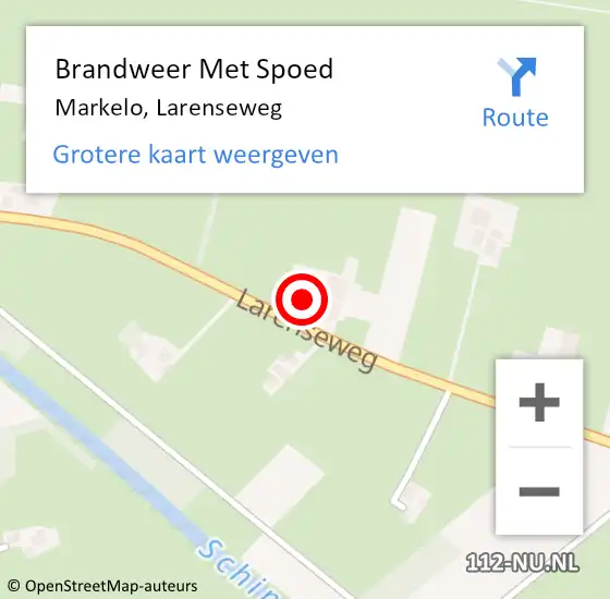 Locatie op kaart van de 112 melding: Brandweer Met Spoed Naar Markelo, Larenseweg op 31 juli 2015 08:05