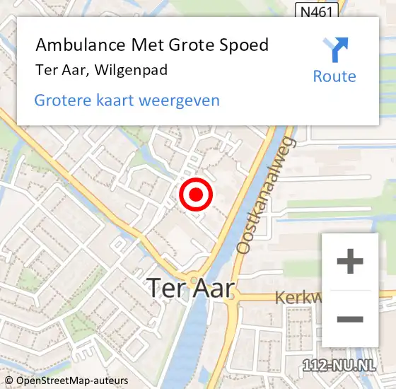 Locatie op kaart van de 112 melding: Ambulance Met Grote Spoed Naar Ter Aar, Wilgenpad op 31 juli 2015 08:42