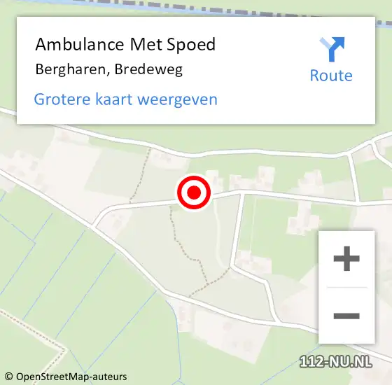 Locatie op kaart van de 112 melding: Ambulance Met Spoed Naar Bergharen, Bredeweg op 31 juli 2015 09:07